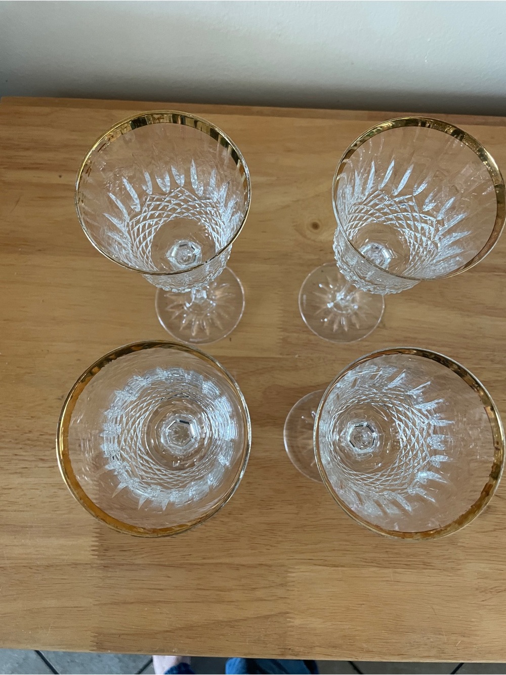 Wedgwood Crystal Wine Glasses with Gold Rim - Set of 4